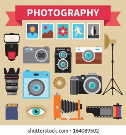 Photography - Icons Vector Set - Creative Design Pictures in Flat Style