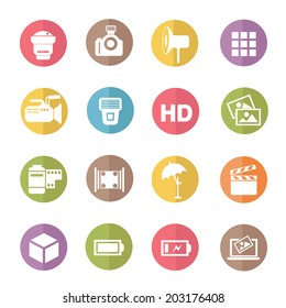 Photography icons,colors vector