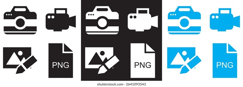 Photography  and  Image Editing Icon.  Camera, Photo, Picture Editing vector. Vector for websites, mobile interfaces, presentations, banner, visual branding etc. Vector illustration. EPS 10