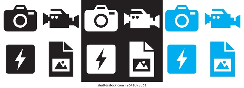 Photography  and  Image Editing Icon.  Camera, Photo, Picture Editing vector. Vector for websites, mobile interfaces, presentations, banner, visual branding etc. Vector illustration. EPS 10