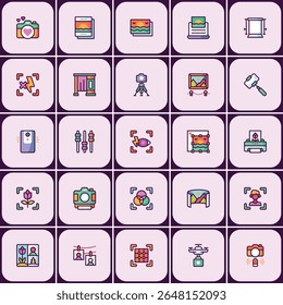 Photography and image editing tool icons in a modern and clean style