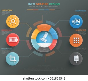 Photography info graphic design, clean vector