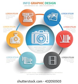 Photography info graphic design on clean background,vector