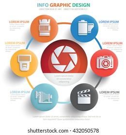 Photography info graphic design on clean background,vector