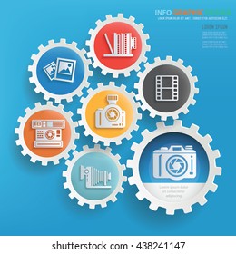 Photography info graphic design on blue background,vector