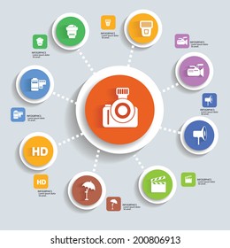 Photography info graphic design, vector