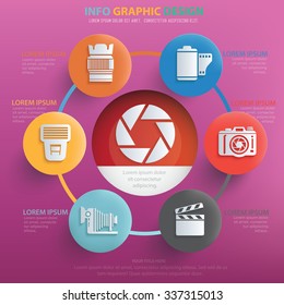 Photography info graphic design, vector
