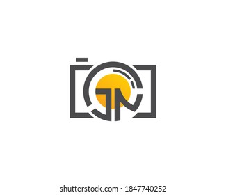 Fotografía de la plantilla del logotipo de JN. Diseño de logotipo de cámara fotográfica creativa