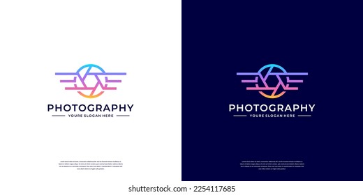 Photography lens logo design template