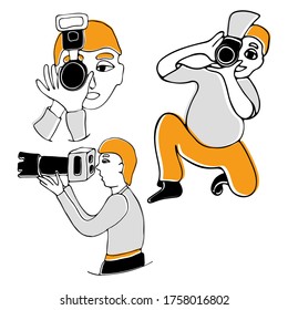 Photography life. Man photographer. Illustration of photography.
