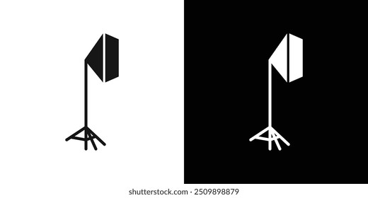 photography lighting icon Black line art vector logo set