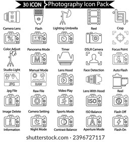 Photography Line Icon Pack, Vector graphics 