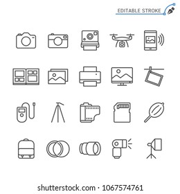 Photography Line Icons. Editable Stroke. Pixel Perfect.