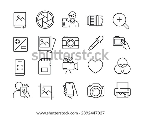 Photography line icons. Editable stroke. For website marketing design, logo, app, template, ui, etc. Vector illustration.