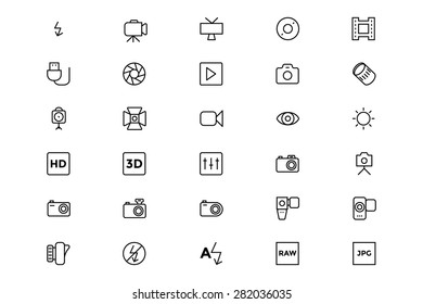 Photography Line Vector Icons 2