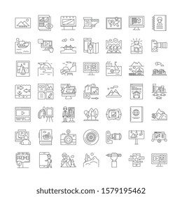 Photography linear icons, signs, symbols vector line illustration set