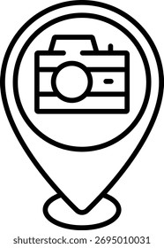 Icono de Locación de Fotografía: Cámara en el mapa Pin