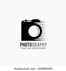 Photography logo with camera concept in black and white