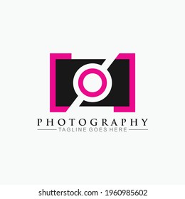 Photography logo with camera concept in simple design