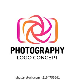 Photography logo. Camera lens vector icon. Minimalist illustration design