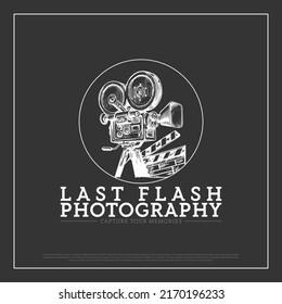 Photography logo design. Film studio logo design. Logo vector illustration. vector illustration. filmmaker. Production studio. Vintage, template design, black and white, artistic, clapboard