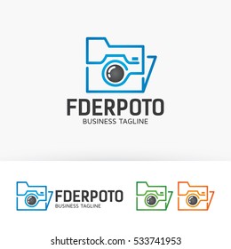 Photography logo design. Folder photo, album, and gallery logo concept. Vector logo template