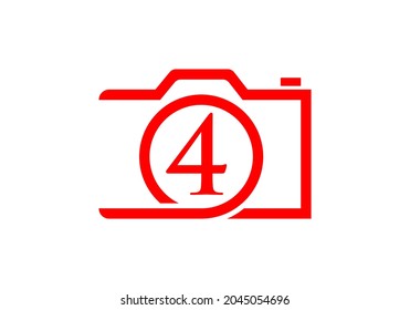 Photography Logo Design On Letter 4. Letter 4 Photography Logo Design. Camera Logo Design Inspiration, Photograph Template