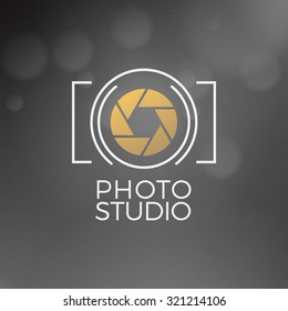 Fotografia Logo Design Template. Emblema Vector Retro. Estúdio fotográfico