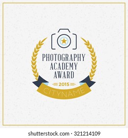 Photography Logo Design Template. Retro Vector Badge. Photography Academy