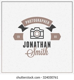 Photography Logo Design Template. Retro Vector Badge. Photographer