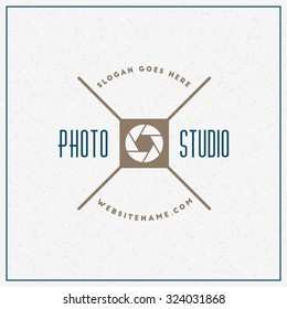 Photography Logo Design Template. Retro Vector Badge. Photo Studio