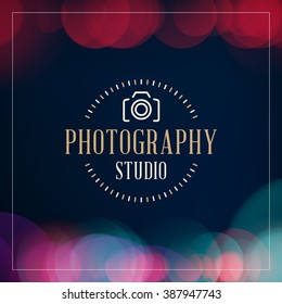 Photography Logo Design Template. Photography Retro Golden Badge. Photo Studio