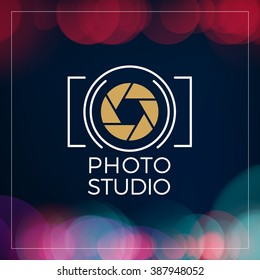 Photography Logo Design Template. Photography Retro Golden Badge. Photo Studio