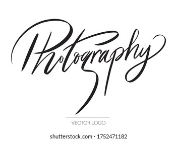 Photography logo design, vector handwritten custom logo