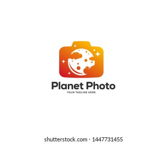Design-Vektorillustration für Fotografielogo, Design-Vorlage für Planeten-Logo