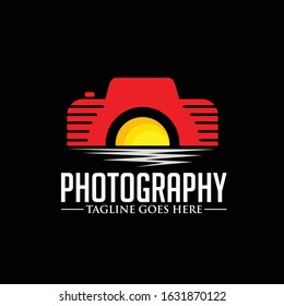 Photography logo design vector for studio and business. Photography logo beach concept design template