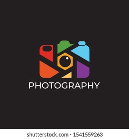 Photography Logo Design Vector Template. Minimalist, Simple, Modern, Camera, Lens, Focus.