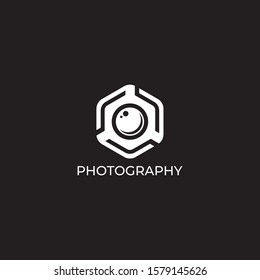 Photography Logo Design Vector Template. Minimalist, Simple, Modern, Camera, Lens, Focus.