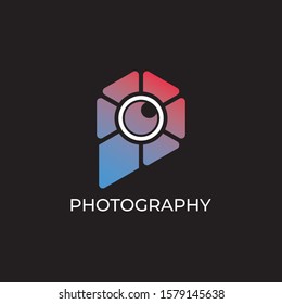 Photography Logo Design Vector Template. Minimalist, Simple, Modern, Camera, Lens, Focus.