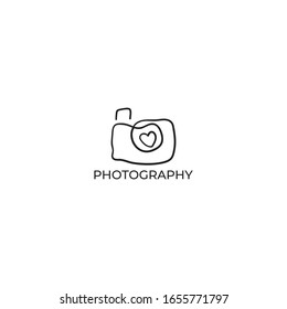 Photography Logo Design Vector Template. Minimalist, Simple, Modern, Camera, Lens, Focus.