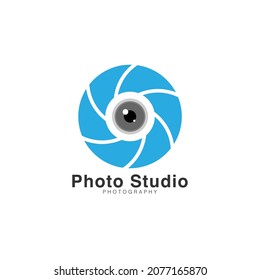 Symbol für Fotografie-Logo, Vektorgrafik mit blauer Apertur