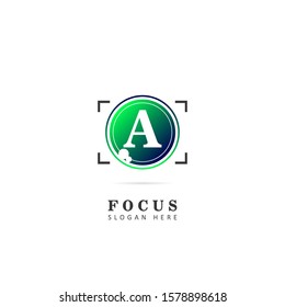 Photography logo with initial letter a, vector illustration symbol template