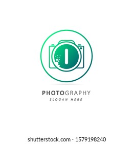 Photography logo with initial letter i and circle element, vector illustration symbol template