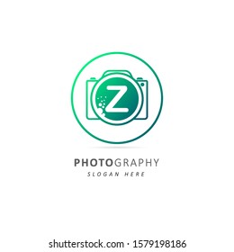 Photography logo with initial letter z and circle element, vector illustration symbol template