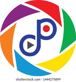 photography logo from lens camera & initials dp