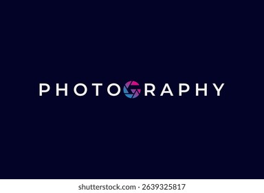 Photography Logo, Letter G with lens combination in text Photography typography logo, vector illustration