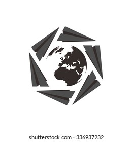 photography logo. paper plane logo vector.