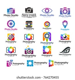 Photography logo sets of different styles. Vector Illustration