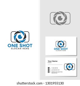 Photography logo template with business card design vector