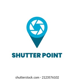 plantilla de logotipo de fotografía con una combinación de punto y obturador